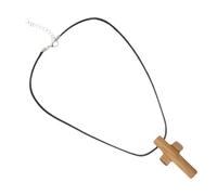 minkissy Collana Crocifisso in Legno d'Olivo Intagliato Ciondolo a Croce per Preghiera e Uso Religioso Gioiello da Uomo Regolabile per Eventi in Chiesa e Quotidiani