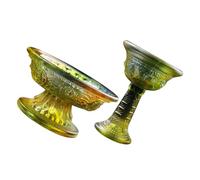 minkissy Coppa delle Offerte per Buddha in Vetro di Cristallo Piedini, Set da 2 Pezzi (grande e Piccolo), Tazza Decorativa Multifunzione per Altare Domestico e Tempio, Accessorio