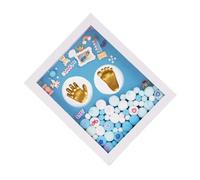 minkissy Cornice Portafoto Impronta della Mano del Ragazzo Ragazza Set Ricordo per Pasta Modellabile Blu Cornice Milestone per Shower e Regalo Nascita