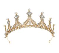 minkissy Corona da Sposa con Perle Barocche e Strass Tiara Elegante per Cerimonie Nuziali Feste e Addio al Nubilato Accessorio Capelli Leggero e Resistente