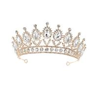 minkissy Diadema Nuziale Strass Da Sposa Matrimonio Nuziale Nozze D'oro Diamante Da Sposa Corone Da Principessa Arte Gioielli Per La Testa Vite Per Da Sposa Corpo Golden Lega