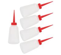 minkissy Distributore di Olio in Plastica 5 Bottiglie da 250 Ml Beccuccio Lungo Rosso per Macchine da Cucire e Bici, Strumento per Olio per Uso Manuale e Professionale