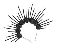 minkissy Fascia a Di Punte Copricapo a Fascia Da Strega Fascia Della Sposa Decorazioni Per La Doccia Nuziale Velo Da Cattedrale Con Fard Rosa Di Tiara Black Plastica