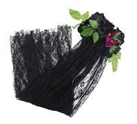 minkissy Fascia Rosa Costumi Di Halloween Per Coppie Costume Del Dei Morti Veli Neri Fermaglio Decorativo Per Costume Da Sposa Cadavere Diademi Gioielli Per Tessuto