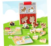 minkissy Giocattoli in Legno Animali da Fattoria per Anni Sicuri con Bordi Arrotondati Stimolazione Cognitiva Montessori Attività Educative per Prescuola Indoor e Outdoor