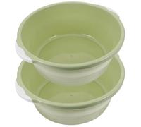 minkissy Lavabo In Plastica 2 Pezzi Vaschetta Rotonda Impilabile Da Campeggio Pedana Portatile Per Frutta E Verdura Vasca Per La Pulizia Del Viso Lavello Della Cucina Verde