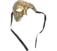 minkissy Maschera Romana Mezza Faccia Dorata per Uomo Leggera e Traspirante Maschera da Soldato Greco-romano per Halloween Carnevale