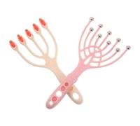 minkissy Massaggiatore per Capelluto a 5 Artigli, Pettine da Massaggio Manuale Portatile in Plastica, Set 2 Pezzi Arancione e Rosa, Strumento per Stimolare e Rilassare Capelluto in