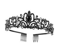 minkissy Nuziale Quinceanera Di Strass Torta Statua Di Compleanno Corone Fascia Di Compleanno e Matrimonio D'epoca Fascia D'epoca Fasce Per La Testa Lega Black