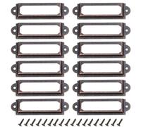 minkissy Porta-etichetta in Ferro Vintage per Cassetti, Accessori per Ufficio e Armadietti, Set da 25 Pezzi con 50 Viti, Cornice Rossa 60×17 Mm per Etichette da Tirare