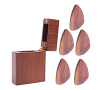 minkissy Porta Plettri Chitarra Legno Noce Nero Elegante con Plettri Inclusi Custodia Organizer per Raffinata e Resistente