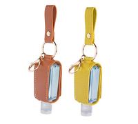 minkissy Portabottiglie Da Viaggio in Pu Con Custodia Per Flacone Liquido, Set Da 2 Pezzi 30ml Con Portachiavi, Porta Gel Ricaricabile Per Profumi e Cosmetici Da Viaggio