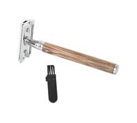 minkissy Rasoio di Sicurezza Manuale Manico in Bamboo, Doppia Lama per Barba e Baffi, Materiale Sintetico, Multifunzione Meno Irritazioni, per Casa e Viaggio