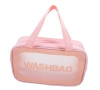 minkissy sacchetto di lavaggio borsa di bellezza borse cosmetiche trasparenti con cerniera Fare borsa cosmetica impermeabile custodia con cerniera per il trucco pvc rosa