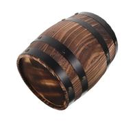 minkissy Salvadanaio in Legno Forma di Botte in Quercia Naturale Grande Scatola Portamonete per Deposito Monete Design Vintage per Scrivania e Feste Natalizie