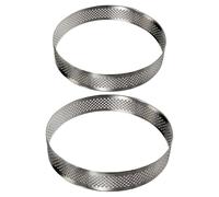 minkissy Set 2 Anelli da Dessert Rotondi in Acciaio Inox Perforato 18cm e 20cm, Stampi per Torta e Crostate Sgancio Rapido, per Mousse e Dolci da Forno, Utensili Cucina per Preparazioni