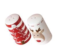 minkissy Set 2 Pezzi Porta Condimenti in Ceramica per Casa e Ristorante, Spargisale e Macina Pepe Pratici Design Natalizio Cartoon, Contenitori per Spezie Chic
