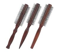 minkissy Set 3 Pettini in Legno per Chioma da Donna, Spazzola Rotonda e Bigodino per Frangia Setole in Nylon per Volumizzare, Districare e Modellare, Strumenti per Styling