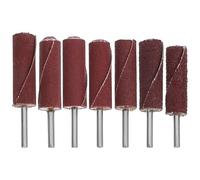 minkissy Set 7 Pezzi Tamburi Levigatori Cilindrici Manico, Bastoncini Abrasivi per Trapano, Kit Ruote Abrasive Lamellari per Levigatura e Rifinitura di Metallo, Legno e Plastica, Utensili