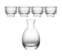 minkissy Set Bicchieri da Sakè in Vetro Trasparente con Bricco, Distributore di Sakè Stile Giapponese, Kit per Liquori per Ristoranti, Hotel e Uso Domestico