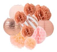 minkissy Set da 11 Pezzi Decorazioni a Nido D’Ape in Carta Rosa Oro, Lanterne e Pompon per Feste di Compleanno, Addobbi per Eventi Interni ed Esterni, Accessori per Foto e Allestimenti