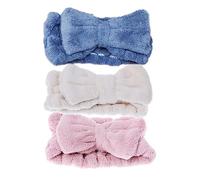 minkissy Set Di 3 Fasce Per Da Trucco Con Fiocco Elastiche Per Il Lavaggio Del Viso Non Adatte Alle Donne
