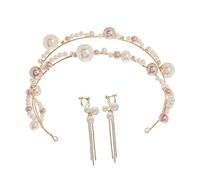 minkissy Set Di Orecchini E Fascia Per Da Sposa Ts1303 Orecchini A Clip Fatti A Mano Con Filo Color Marrone Caffè Decorazioni Per Sicure E Comode Per Feste Nuziali E Eventi