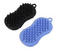 minkissy Set Di Spazzole Da Bagno in Silicone 2 in 1 Scrubber Portatile Delicato Per Neonati Robusto Nero