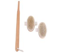 minkissy Set Di Spazzole Per Lo Scrub Del Corpo in Setole Di Cinghiale Naturali Materiale Organico Manico in Legno Per Bagno E Doccia Set Da 2