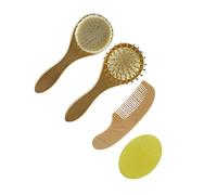 minkissy Spazzola Per Capelli Ragazzo Ragazza Di Lana Con Manico in Legno Per Pulire La Testa Del Ragazzo e Favorire Il Suo Benessere