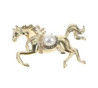 minkissy Spilla Forma di Cavallo con Perla e Strass Distintivo dello Zodiaco con Animale Accessorio per Halloween e Natale Gioiello Cinese per Uomo e Donna