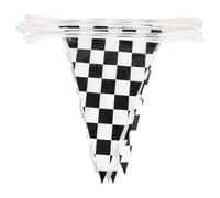 minkissy Striscione Bandiere a Scacchi in Pe 30 Metri, Decorazioni per Feste di Corse e Compleanni a Tema Auto, Bandierine Bianche e Nere per Eventi Interni ed Esterni