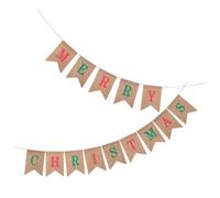 minkissy Striscione Natalizio in Juta Merry Christmas, Decor Rustico | Ghirlanda a Bandierine per Interno ed Esterno, Lettere Regolabili, Sfondo Foto e Tavoli Dessert