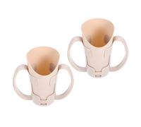 minkissy Tazza a Sorso Controllato con Doppie Maniglie in Plastica Beige Set 2 Pezzi Bicchiere Stabile Antiperdita per Anziani con Disfagia Ausilio per Assistenza e Allenamento