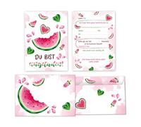 Minkocards 12 biglietti di invito, incl. 12 buste per compleanno per bambini, anguria, ragazze, inviti di compleanno