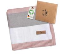 Minky Mooh® - Coperta per bambini in 100% cotone biologico (Öko-Tex 100), dimensioni: 94 x 72 cm, lilla - Baby & Coperta regalo per neonati per nascita - Primo set - Panno in cotone per ragazze e