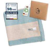 MINKY MOOH Copertina per Neonati e Bambini - Coperta Ultra Morbida in Cotone Biologico, Estiva e Invernale - Delicata sulla Pelle per Carrozzina, Lettino, Culla, Passeggino - 70x90cm, Menta/Bianco