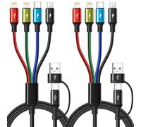 Minlu 4 in 2 Multi Cavo di Ricarica, Cavo USB Multiplo con Trasferimento Dati [2 Pezzi 1,8M] Cavo di Ricarica Multiplo Intrecciato,USB A/C a Lightning/Tipo C/Micro per iPhone/Galaxy/Android/Tablet