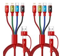 Minlu Cavo di Ricarica 6 in 1, Cavo USB Multi con Trasferimento Dati [2 pezzi 1,8 m] Cavo di Ricarica Rapido con Micro/Tipo C/Lightning per iPhone 17 16 15 14 13 12, Android Galaxy S25 S24 S23,Tablet