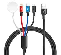 Minlu Cavo di ricarica multi 4 in 1, per Apple Watch (1,8 m, 3,5 A), cavo di ricarica per iWatch e iPhone, cavo di ricarica per iWatch wireless magnetico serie 10/9/8/7/6/5/4/3/2/1/iPhone/Android