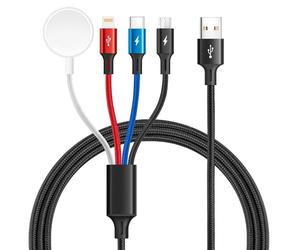 Minlu Cavo di ricarica multi 4 in 1, per Apple Watch (1,8 m, 3,5 A), cavo di ricarica per iWatch e iPhone, cavo di ricarica per iWatch wireless magnetico serie 10/9/8/7/6/5/4/3/2/1/iPhone/Android