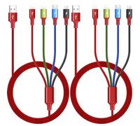 Minlu Cavo di Ricarica Multi USB da 2 Pezzi 1,8M, Cavo di Ricarica Rapido 4-in-1 con Adattatore per Porta Dual IP/Type-C/Micro-USB per Telefono/Tablet/Samsung Galaxy/Google Pixel/Sony/Huawei e Di più