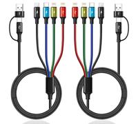 Minlu Cavo di Ricarica Multiplo 4 in 2, Cavo di Ricarica USB C, Multi Cavo USB con Trasferimento Dati Lightning [2 pezzi 1,2 m] Cavo USB A/C con micro/tipo C/Lightning per iPhone, Android, Galaxy