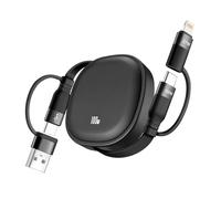 Minlu Cavo di Ricarica Multiplo 5 in 1 Retrattile, 100W, USB-C/A a Lightning/USB C per iPad/IP/Samsung/Tablet