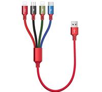 Minlu Cavo USB Multiplo Corto [3.5A 35CM] 4 in 1 Cavo di Ricarica Multiplo USB, Multi Cavo di Ricarica con Micro USB/Tipo C/iP per telefono 16/15/14/13/12/11/Android Galaxy/Huawei/Nexus/LG/Sony