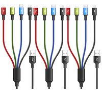 Minlu Confezione da 3 Cavi di Ricarica Rapida Multi USB, Cavo USB 4-in-1 1.2M con Adattatore iP/tipo C/Micro USB a Aoppia Porta per iP/Tablet/Samsung Galaxy/Google Pixel/LG/Huawei/Xiaomi e altro