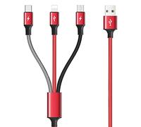 Minlu Multi Cavo di Ricarica [4A 10ft] 3-in-1 USB Cavo di Ricarica Rapida con IP/Tipo C/Porte Micro USB per Telefono 15/14/13/12/11/Xs/Xr/X/8/7/6/Galaxy/Pixel/LG/Tablet-1Pack