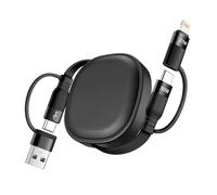 Minlu Multi Cavo di Ricarica 60W, 5 in 1 USB Retrattile Ricarica Rapida e Trasferimento Dati, Cavo di Ricarica USB A/C a Lightning/Tipo C, Cavo di Ricarica per iPhone 17 16 15 14/iPad/Galaxy/Tablet