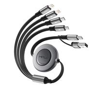 Minlu Retrattile Cavo di Ricarica 6 in 1, Multi Cavo di Ricarica [1,2m 4A], Caricatore USB Multiplo con 2 Lightning/Type-C/Micro-USB per Telefono 17 16 15 14 13 12/11/Xs/X/8/7/Galaxy/Pixel/LG/Tablet