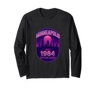 Minneapolis Minnesota Retro City Landmarks Design 1984 MN Maglia a Manica